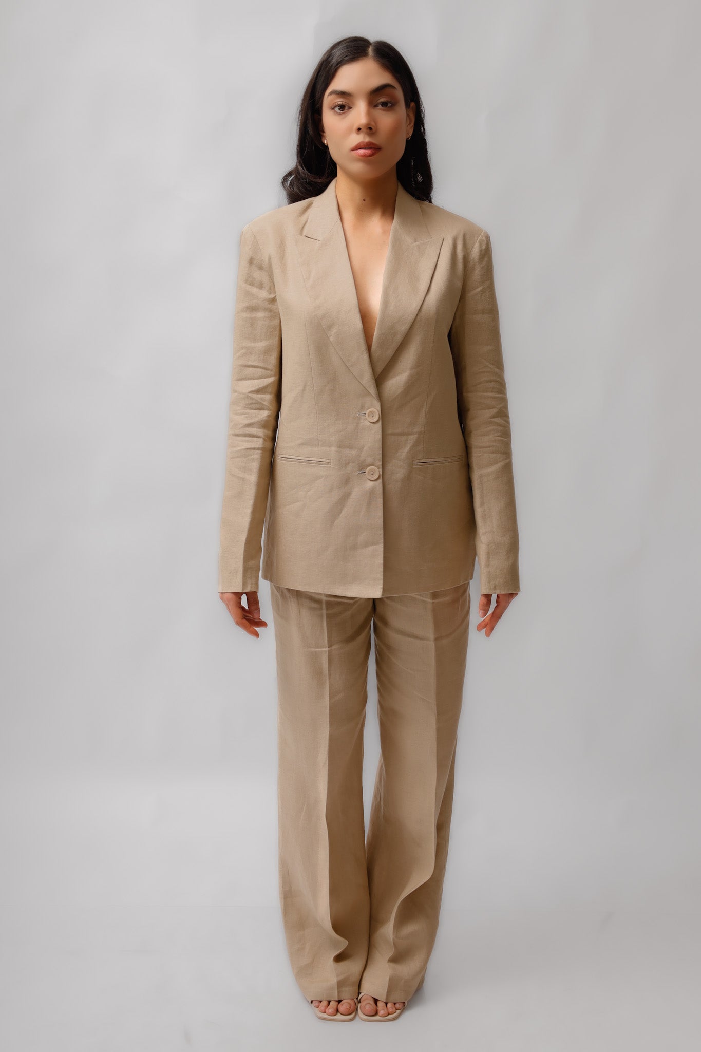 Oversized Linen Blazer Set