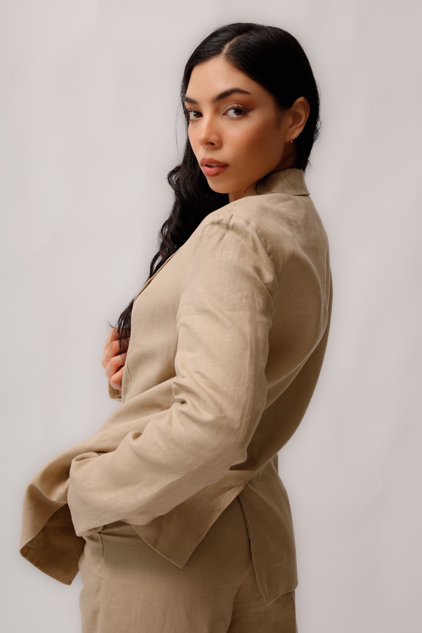 Oversized Linen Blazer Set