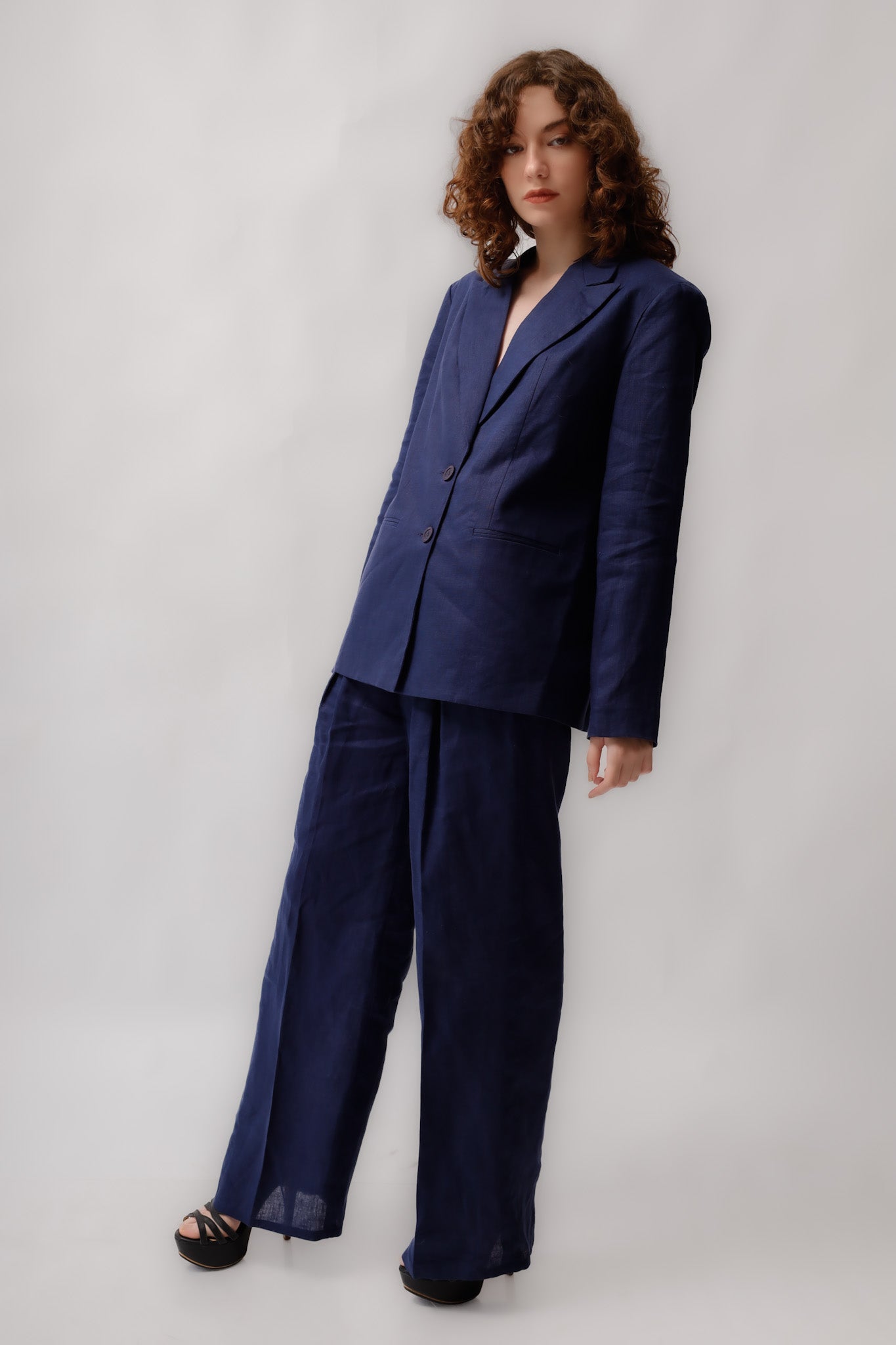 Oversized Linen Blazer Set