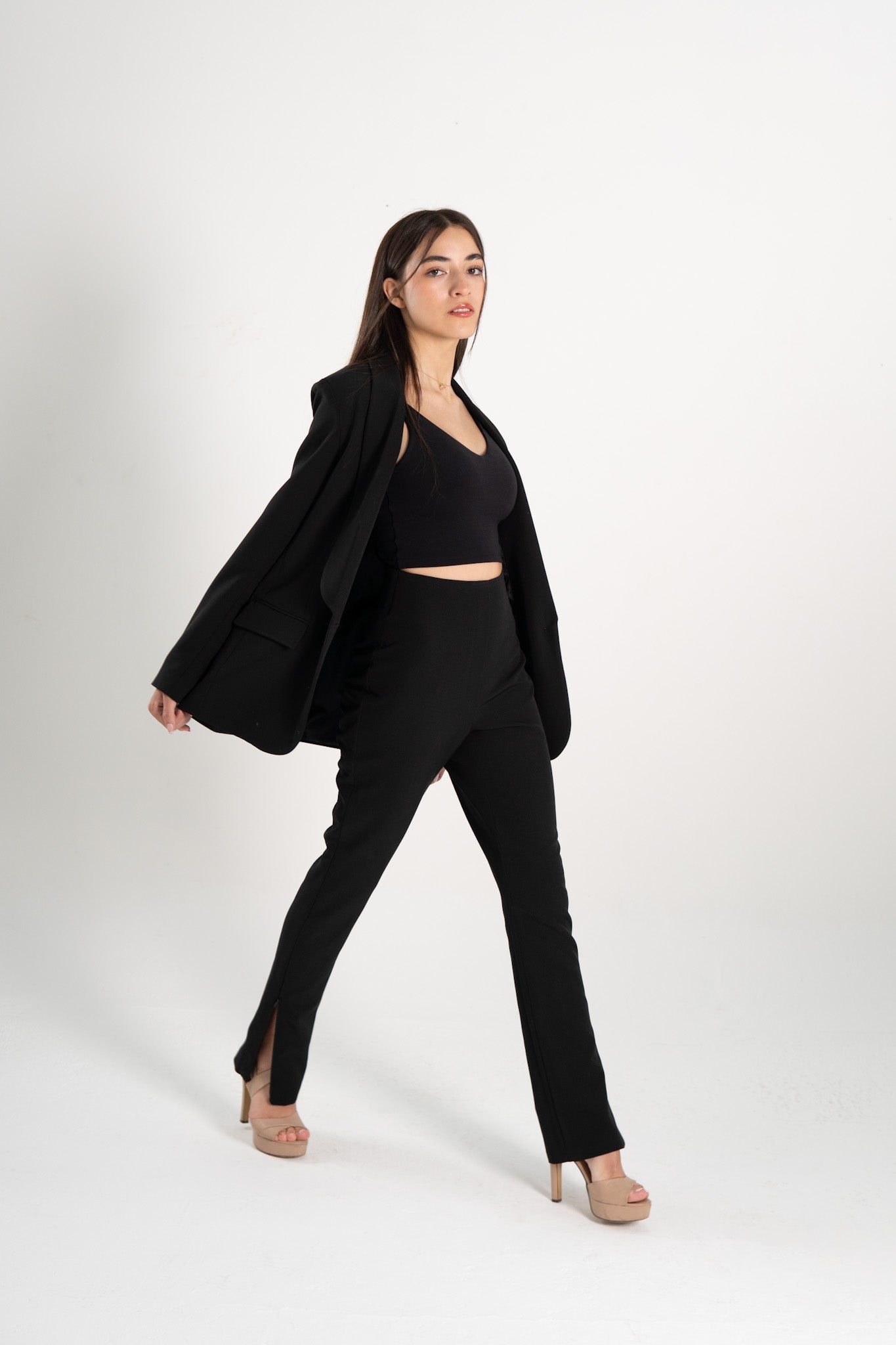 Tailored Blazer and Flare Pants Set