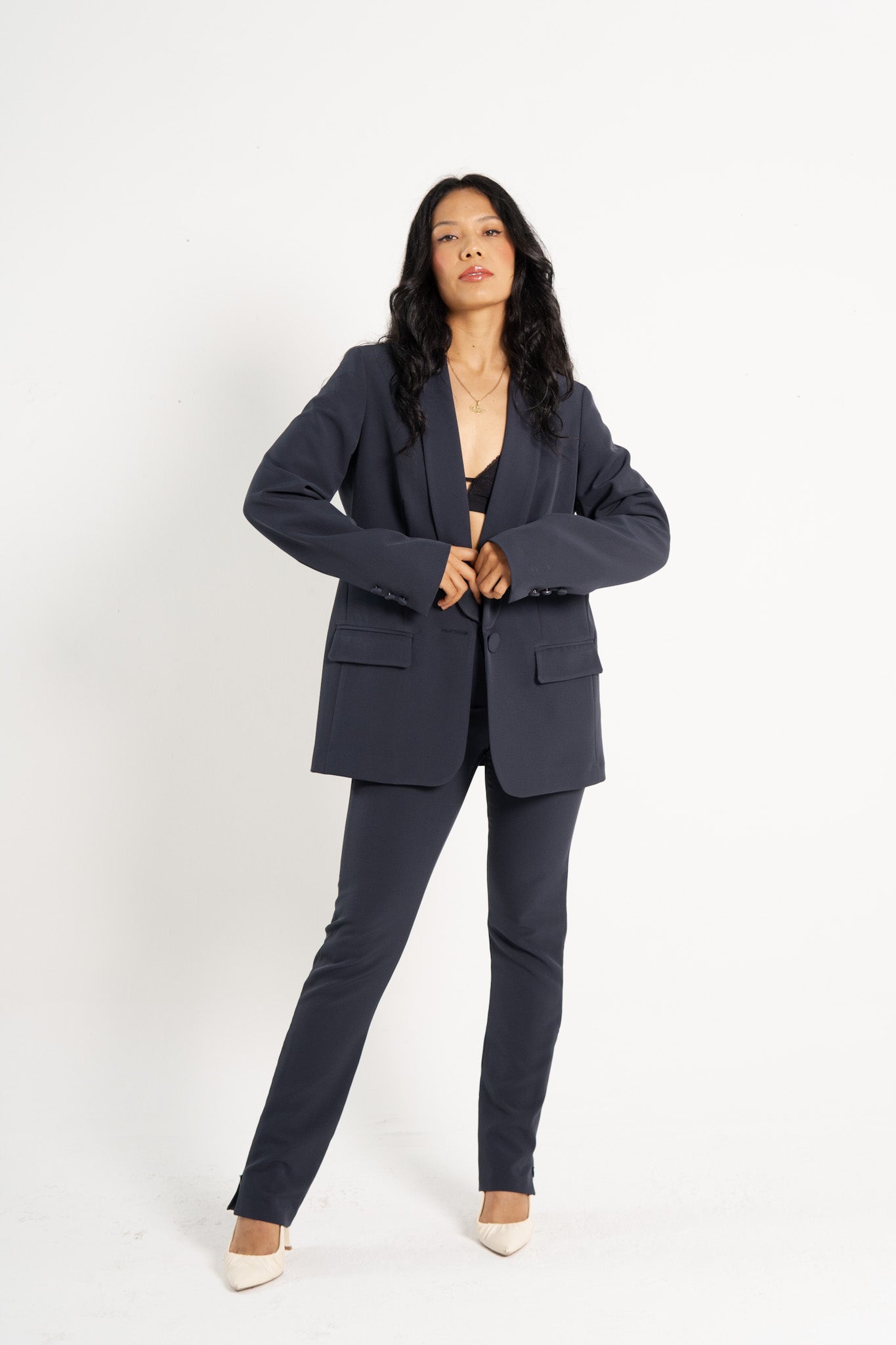 Tailored Blazer and Flare Pants Set