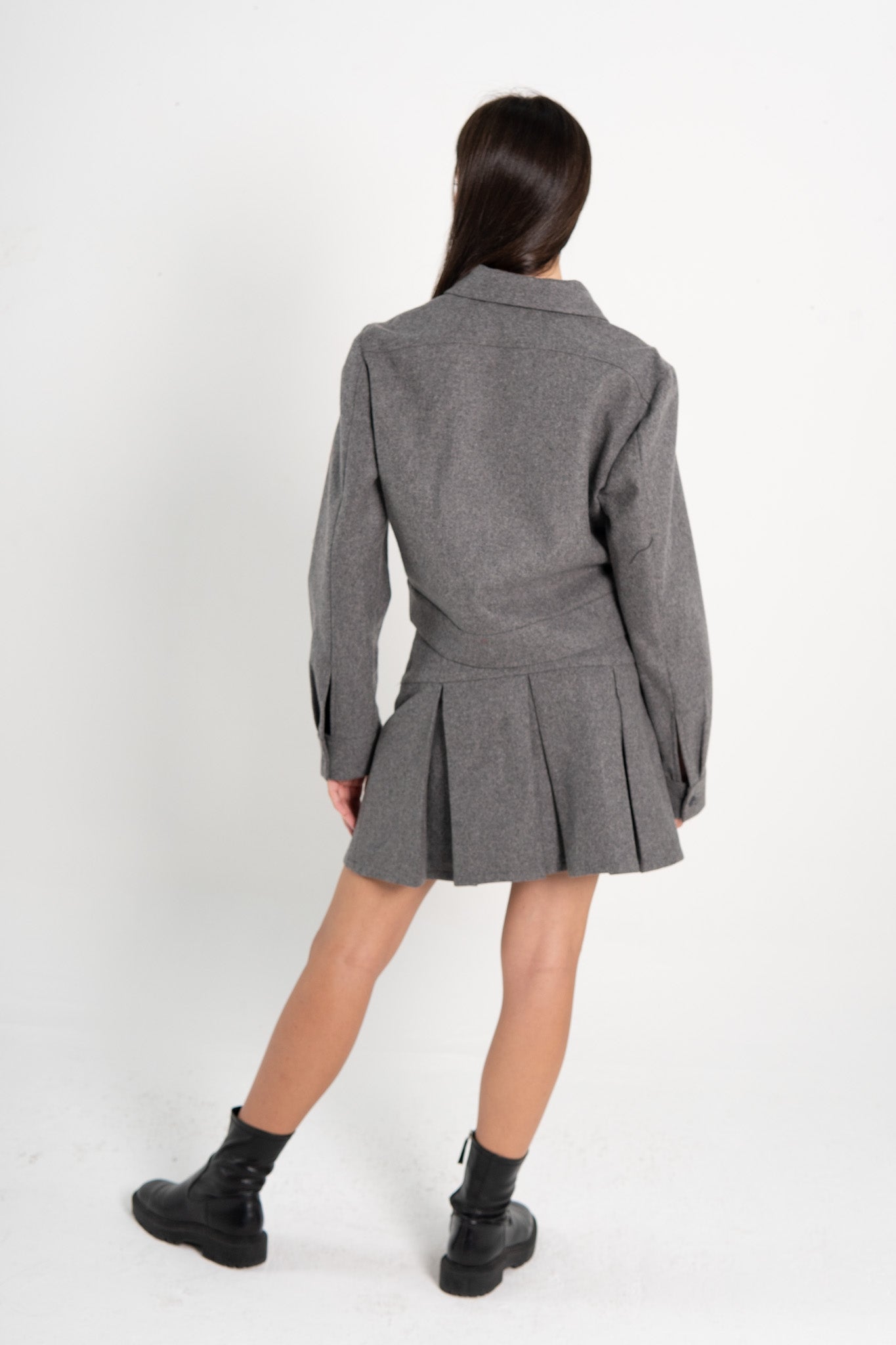 Jacket and Pleated Mini Skirt Wool Set