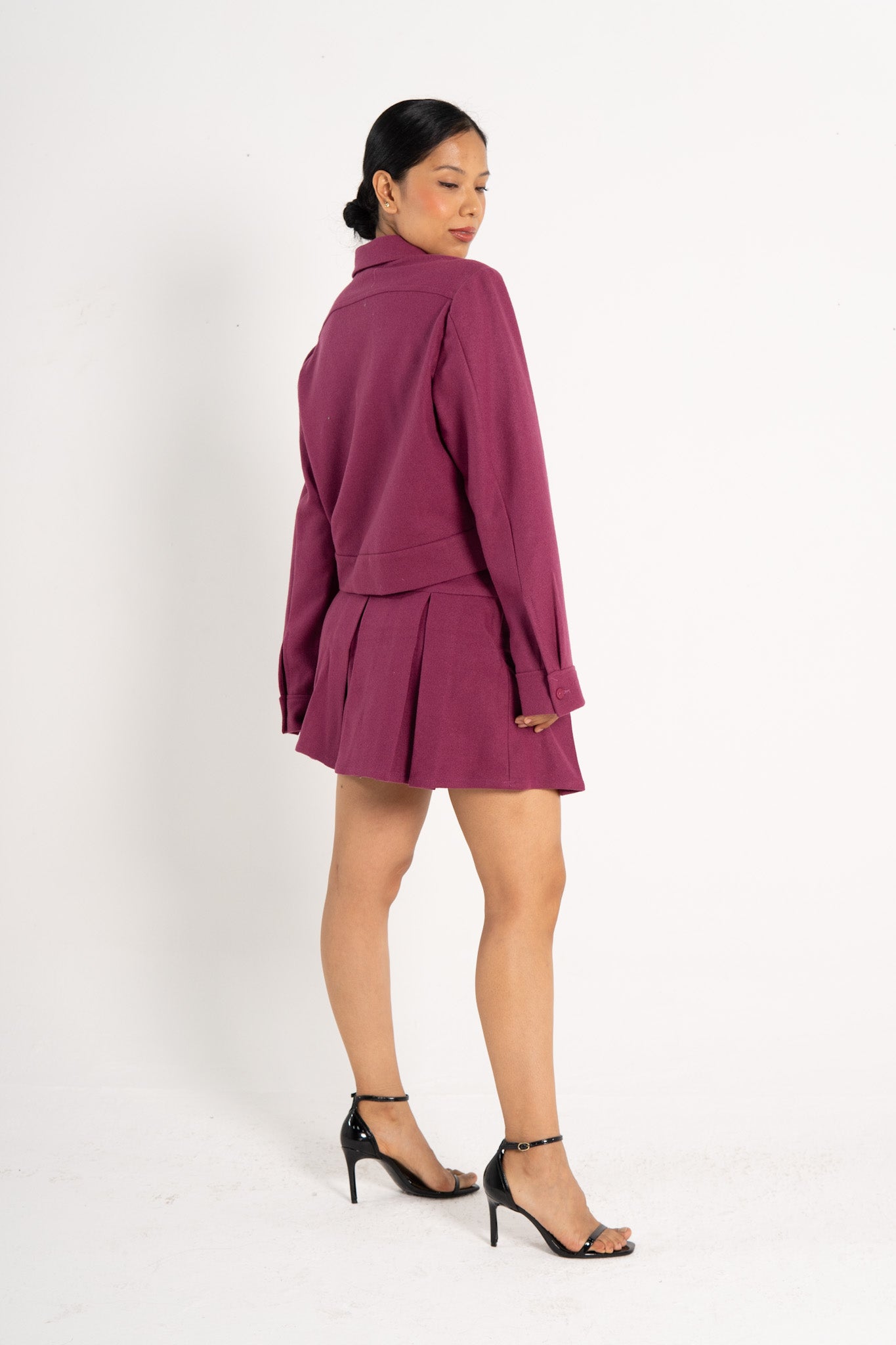 Jacket and Pleated Mini Skirt Wool Set