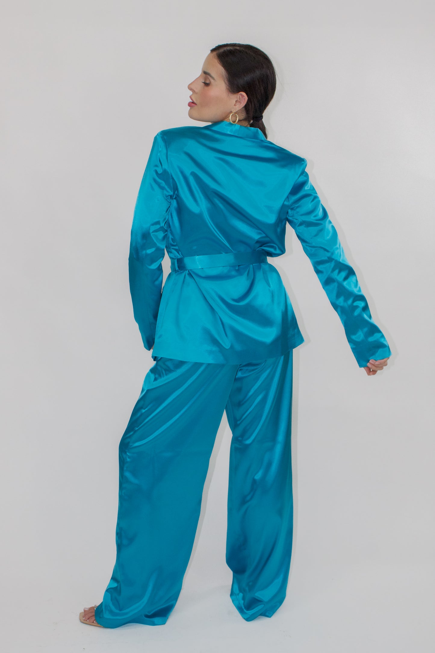 Satin Wrapped Blazer Set