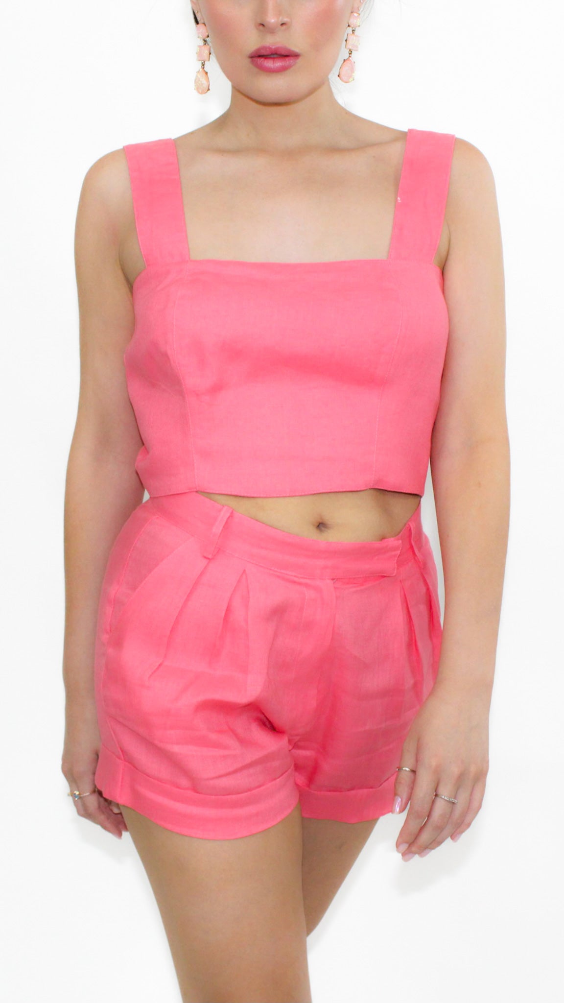 Tie Back Cropped Top & Shorts Set