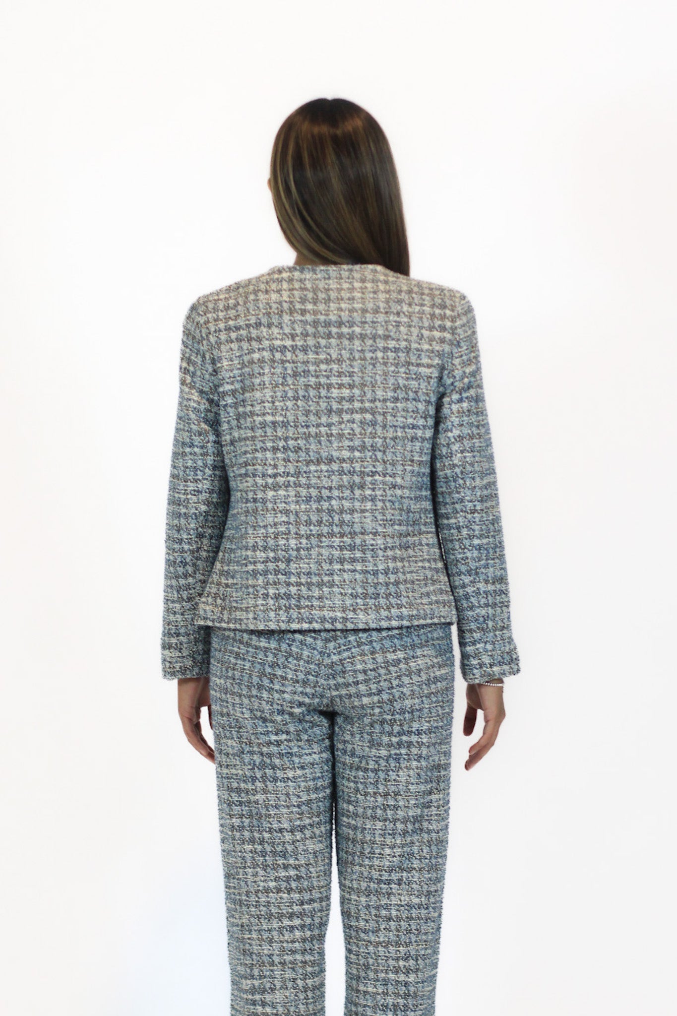 Tweed Jacket and Wide Leg Pants Set