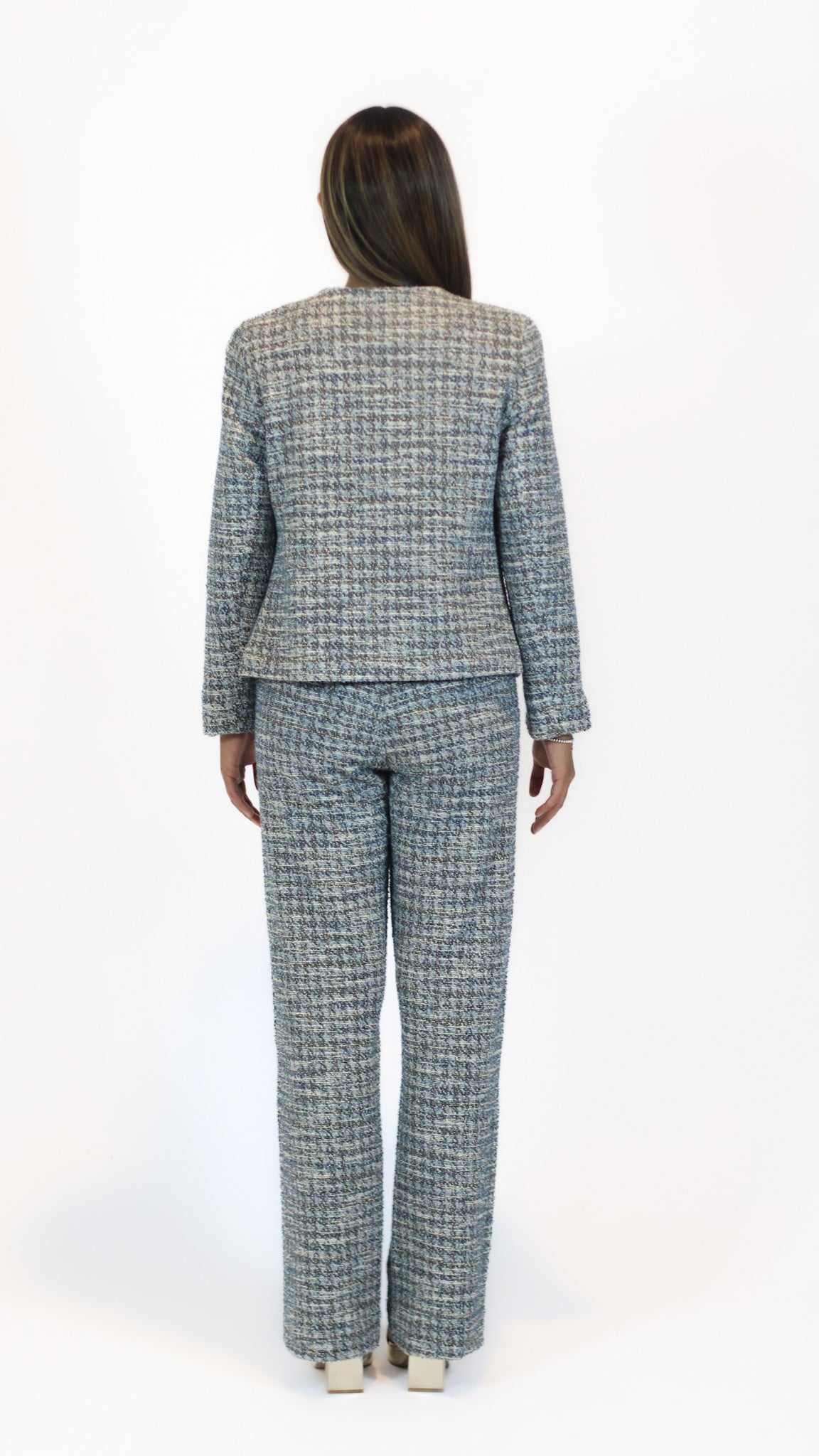 Tweed Jacket and Wide Leg Pants Set