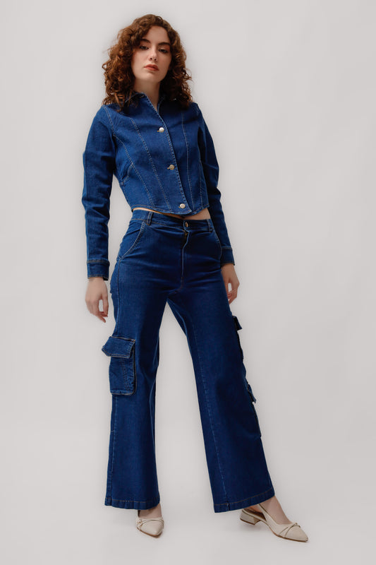 Denim Jacket and Cargo Jeans Set